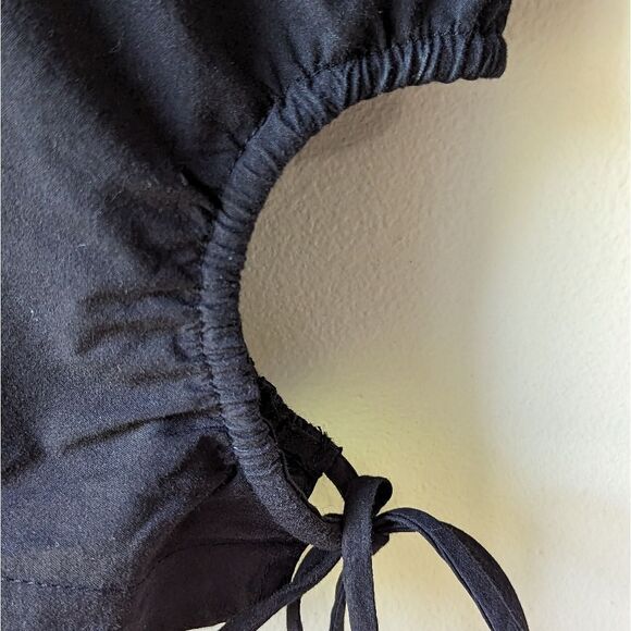 Madewell NWT Poplin Puff-Sleeve Side Cinch Cutout  Top sz XS in‎ Black - Picture 11 of 13